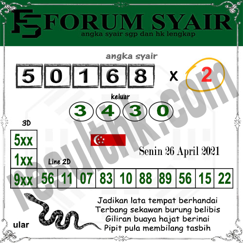 Forum Syair SGP Senin 26 April 2021